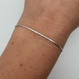 Sterling Silver 925 Thin Flat Minimalist Bracelet 7 inch